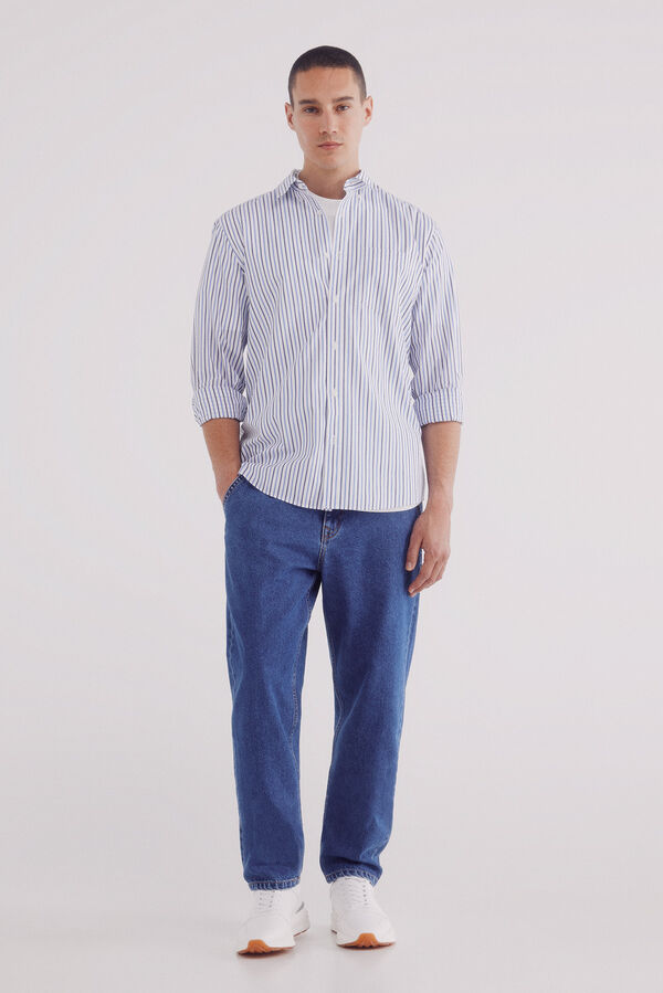 Springfield Camisa rayas popel&iacute;n azul