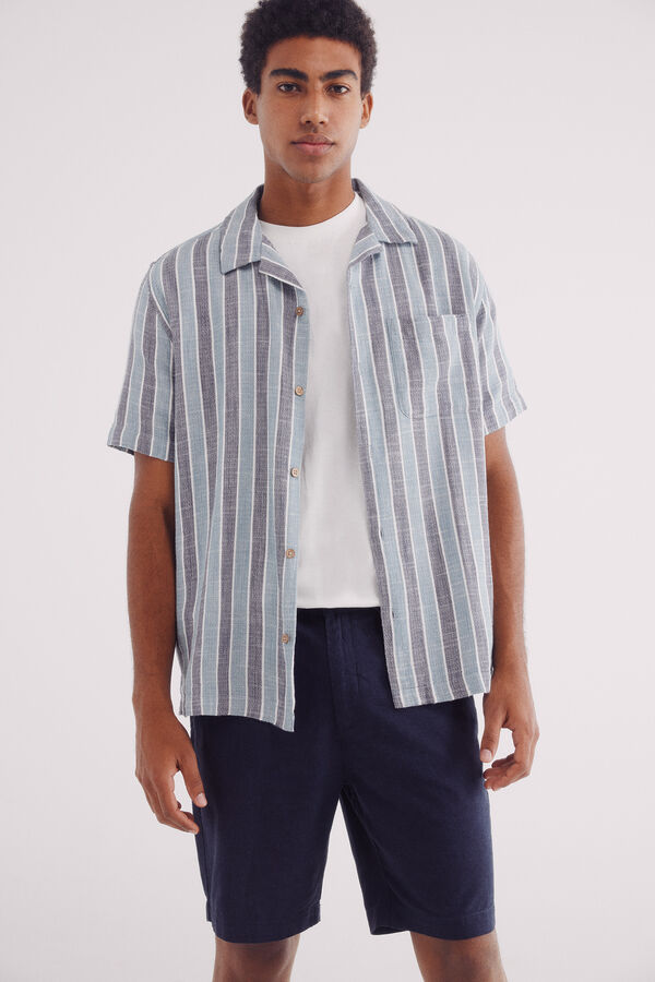 Springfield Bermudas de linho slim fit azul