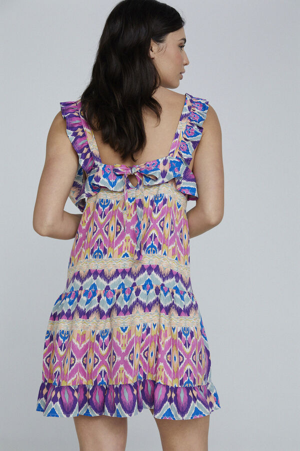 Only Vestido curto com folhos rosa