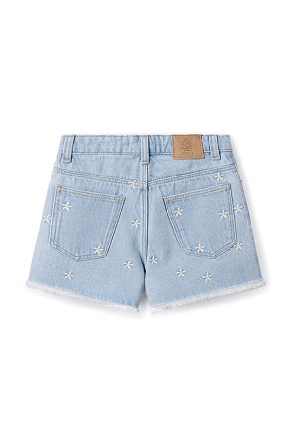 Springfield Kids Short denim bordado ni&ntilde;a azul