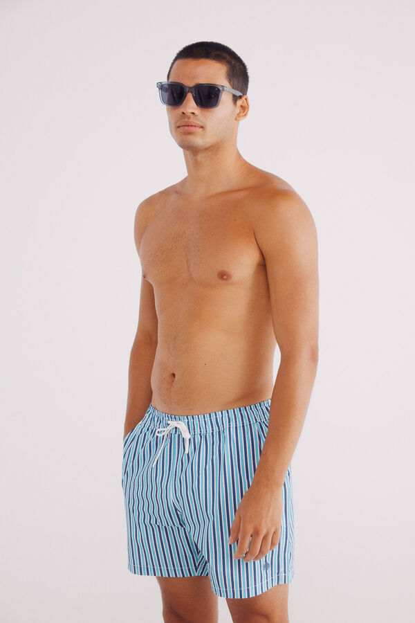 Springfield Fato de banho seersucker estampado riscas azul