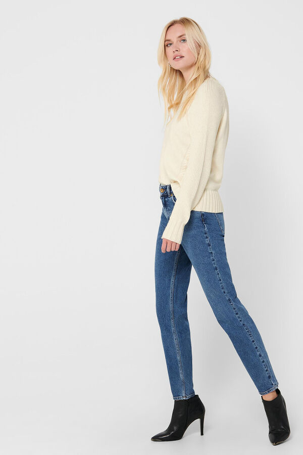 JDY Jeans Straight tiro alto azul