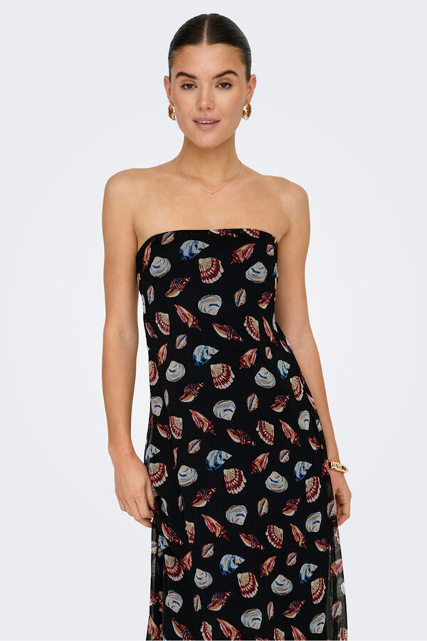 Only Vestido largo palabra de honor negro