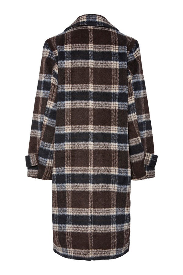 Pieces Abrigo pa&ntilde;o cuadros solapas marr&oacute;n