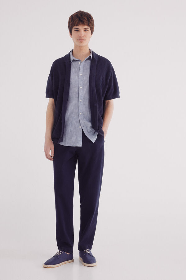 Springfield Calças largas de seersucker azul