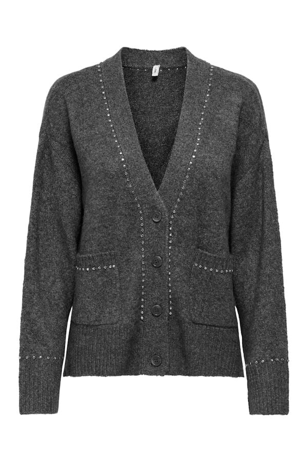 Only C&aacute;rdigan detalle tachas gris