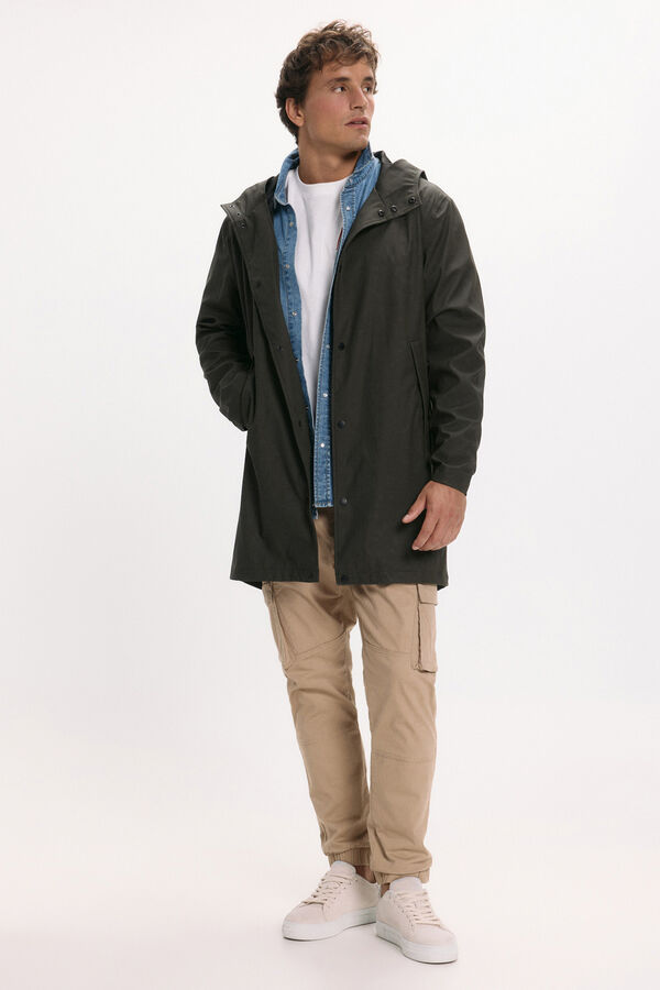 Only & Sons Imperme&aacute;vel com capuz cinzento