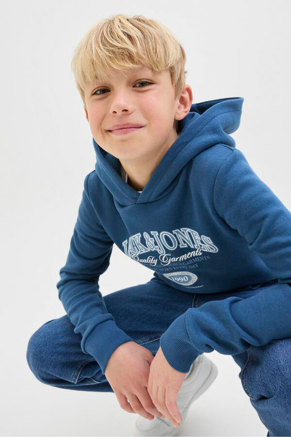 Jack & Jones Junior Sudadera logo con capucha azul