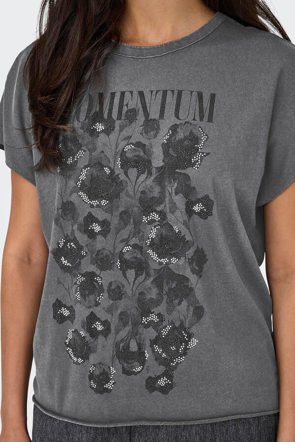 Only Camiseta con manga en corte diagonal gris