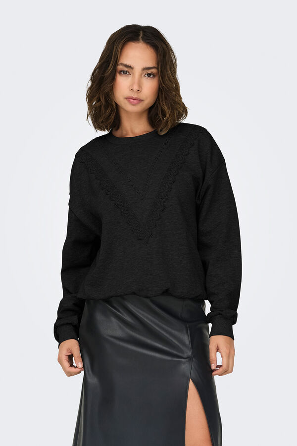 JDY Sudadera de cuello redondo negro