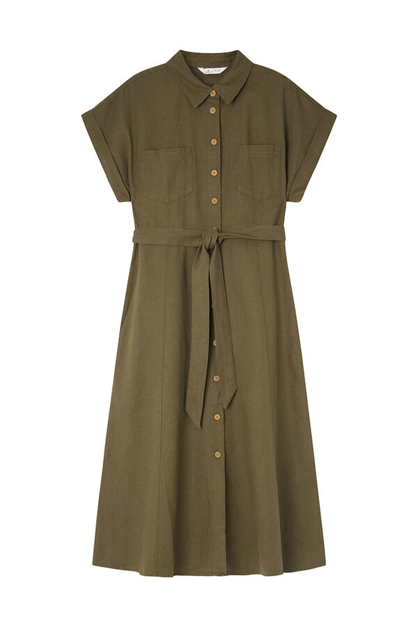 Springfield Vestido midi camisero kaki