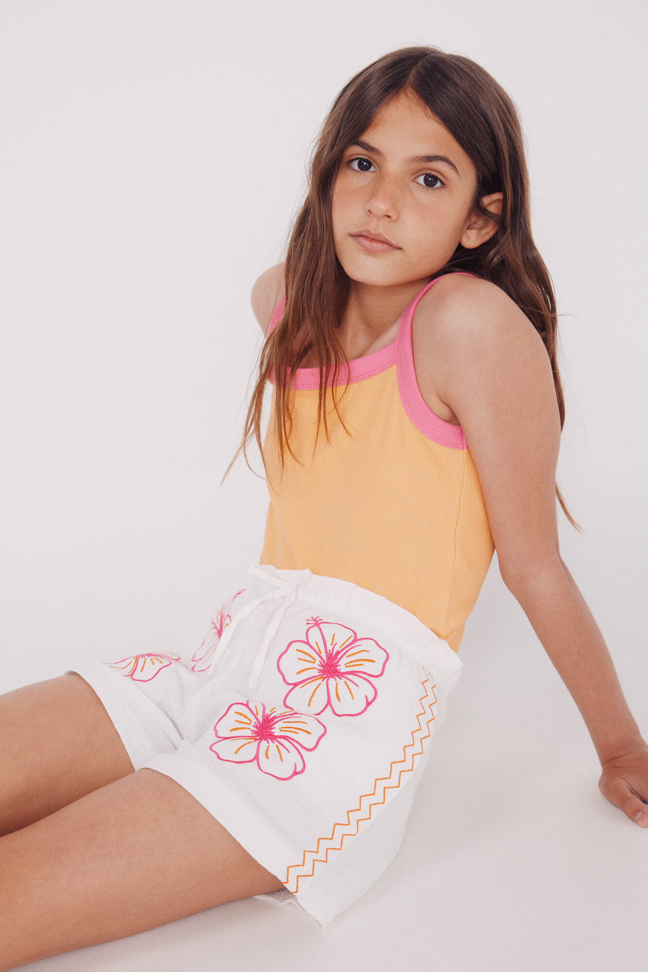 Springfield Kids Shorts de bambula com flores para menina
