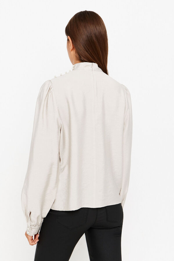 Only Blusa manga larga perlas azul