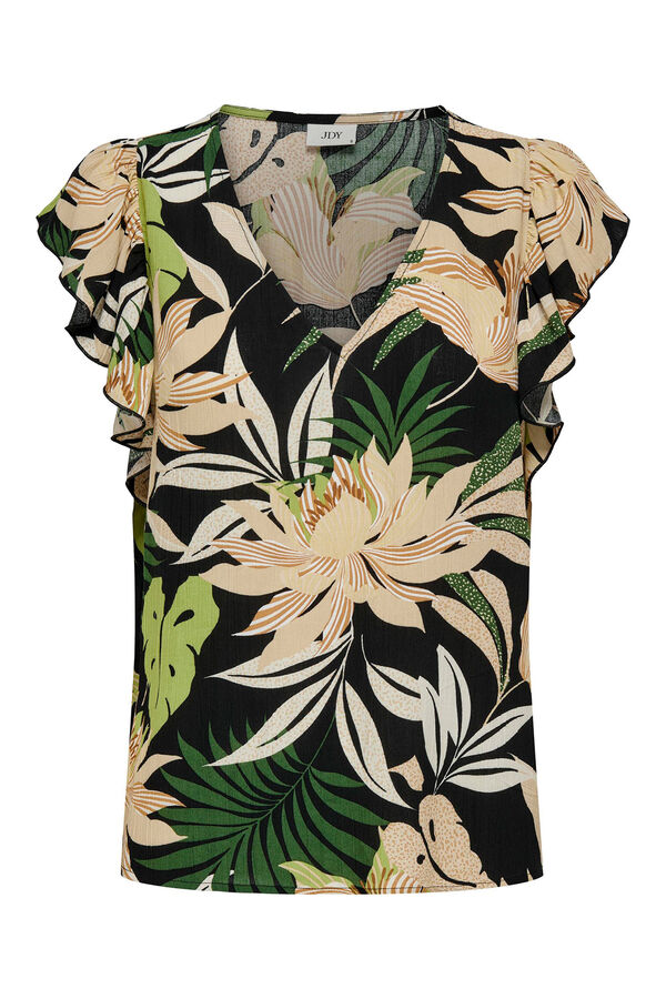 JDY Blusa decote em bico folhos preto
