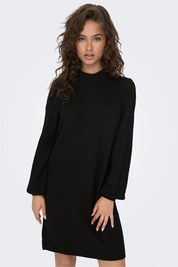 JDY Vestido curto de malha preto