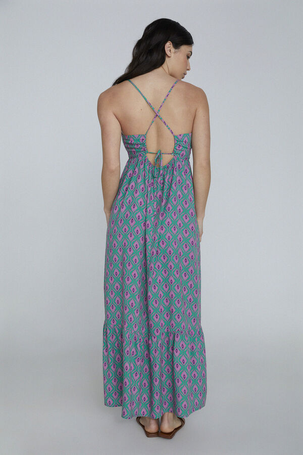 Only Vestido largo volante verde