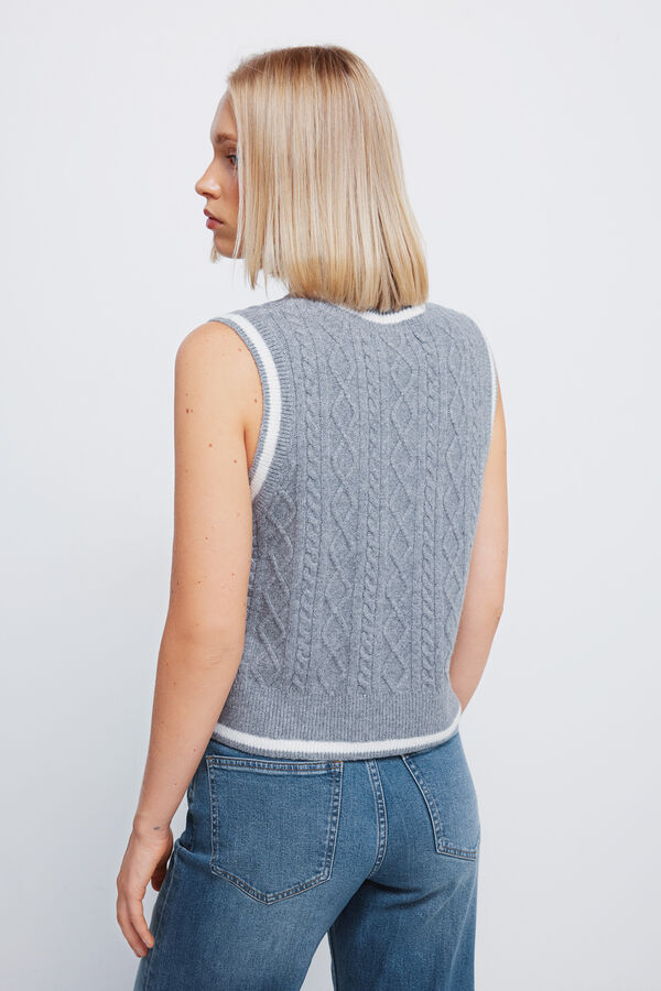 Springfield Chaleco punto bordado cereza gris