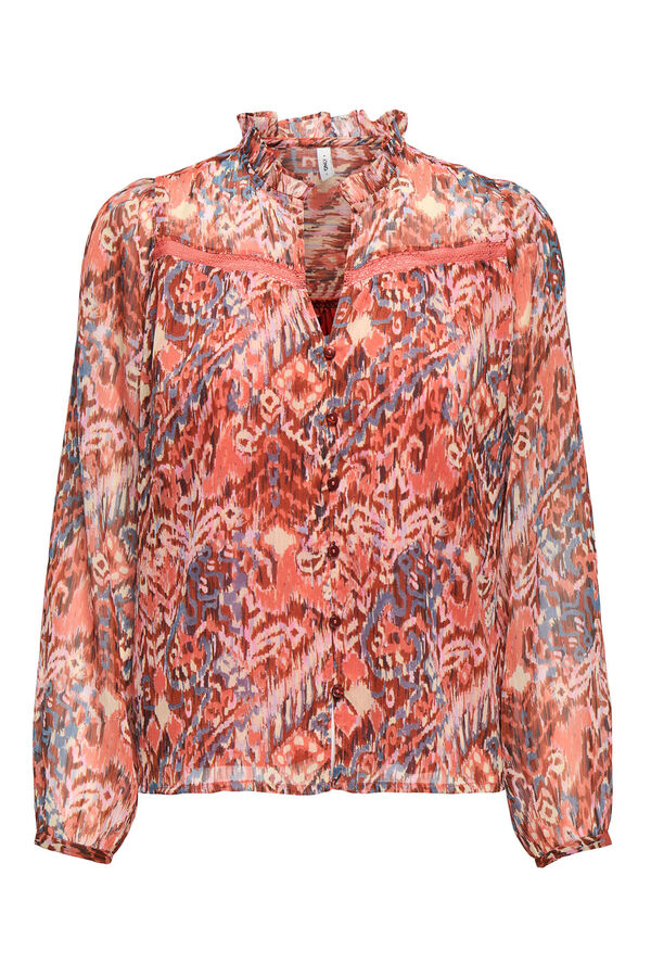 Only Blusa de manga larga y cuello de pico naranja