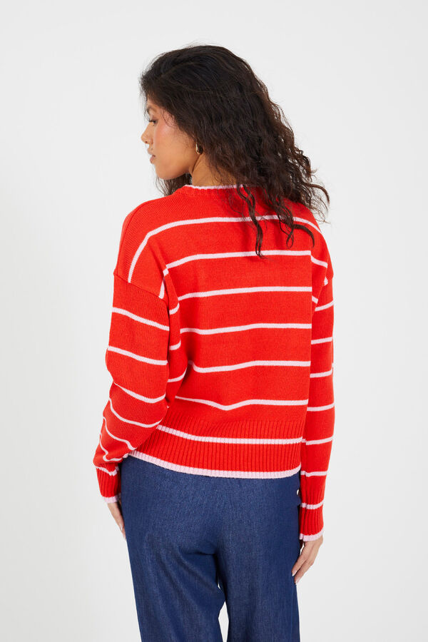 Brave Soul Camisola de malha &agrave;s riscas vermelho