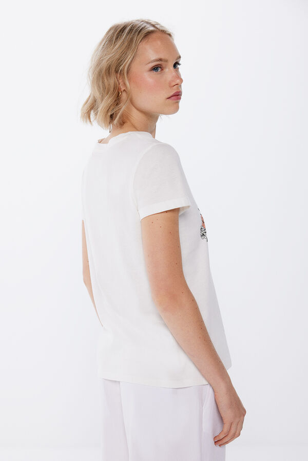 Springfield Camiseta gr&aacute;fica &eacute;tnica blanco