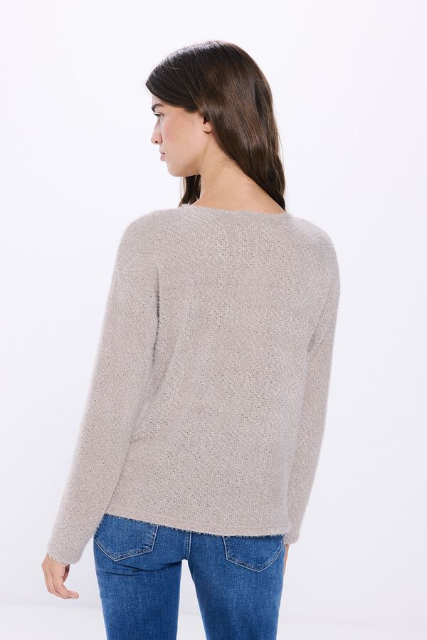 Springfield Camiseta chenilla escote redondo nude