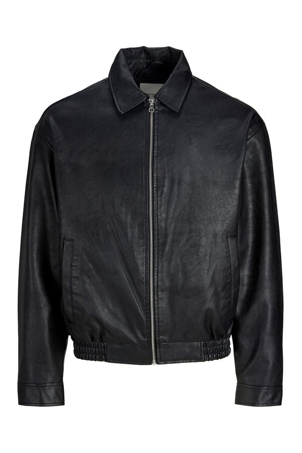 Jack & Jones Cazadora bomber polipiel negro
