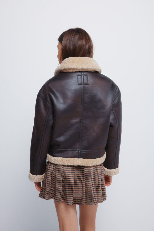 Springfield Cazadora doble faz cuello pelo marr&oacute;n