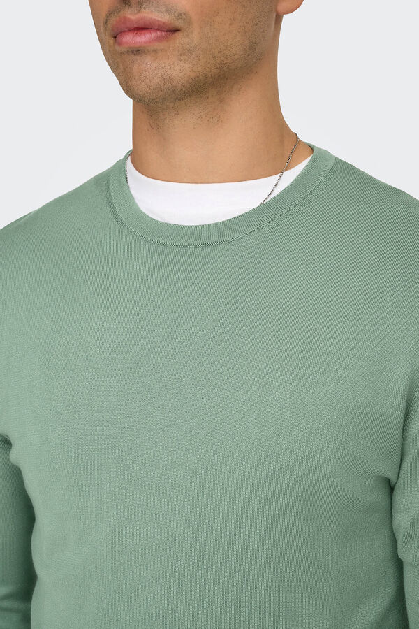 Only & Sons Jersey de hombre de cuello redondo regular fit. verde