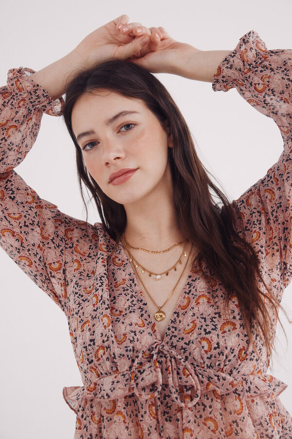 Springfield Blusa gasa estampada morado/lila