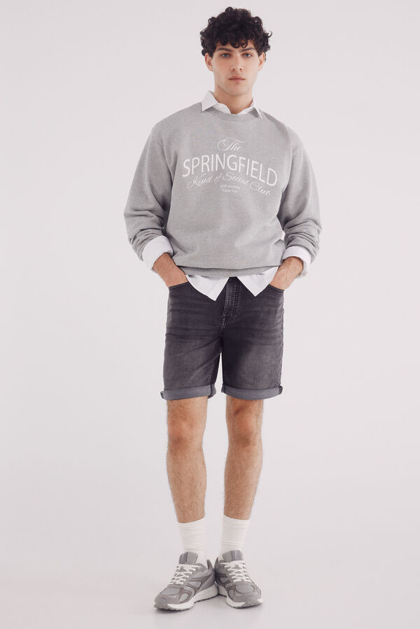 Springfield Bermuda em knit denim preto-lavado cinzento