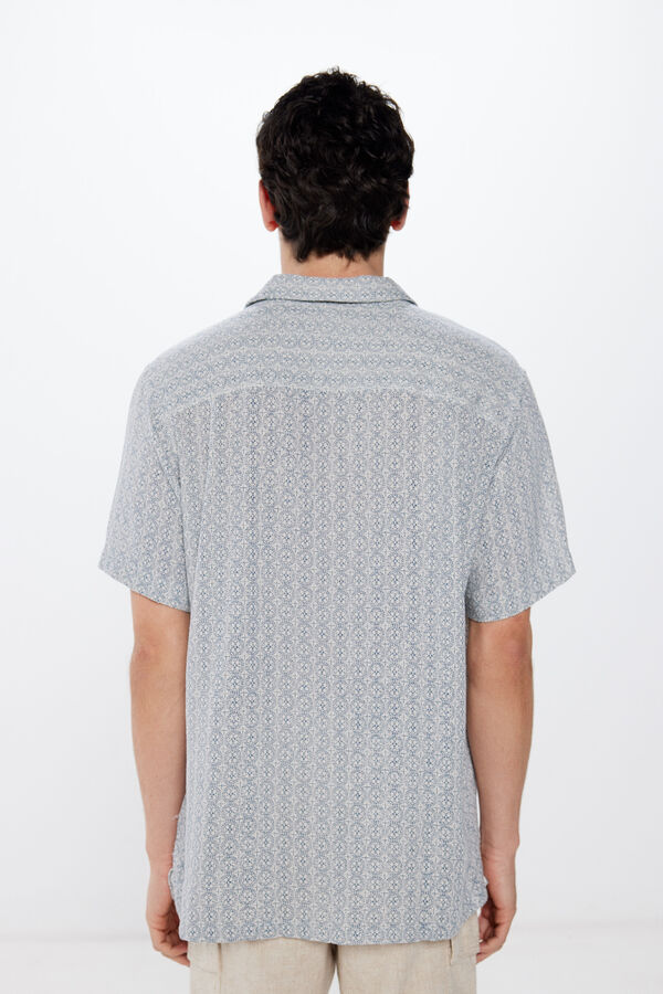 Springfield Camisa r&uacute;stica estampada azul