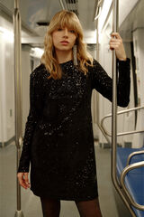 Springfield Vestido curto lantejoulas preto