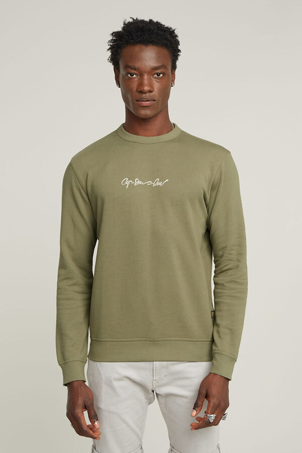 G-STAR Sweatshirt com logo e manga comprida verde