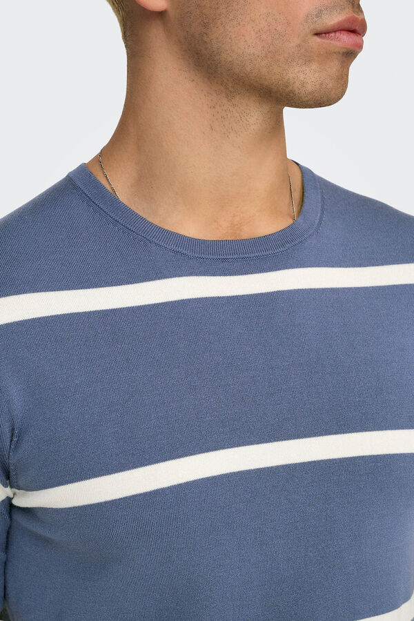 Only & Sons malha masculina de regular fit azul