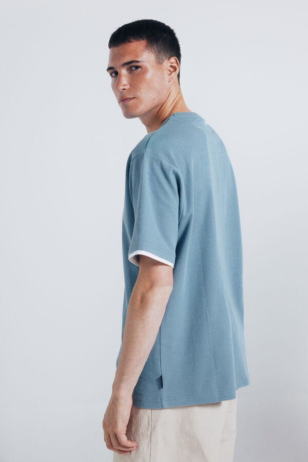 Springfield Camiseta doble mini waffle azul