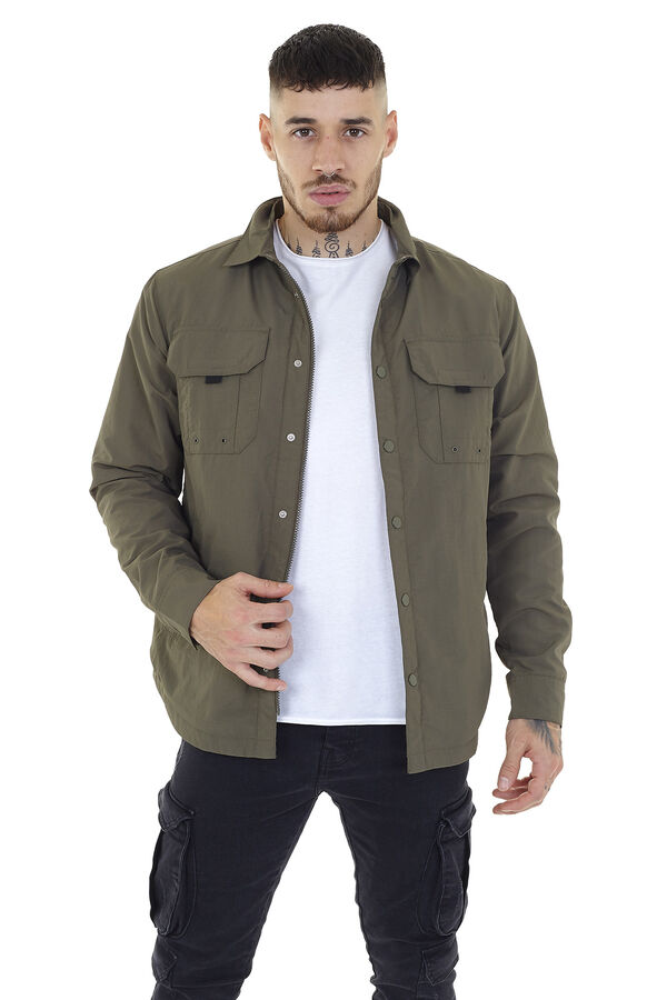 Brave Soul Sobrecamisa com fecho-&eacute;clair Caqui escuro