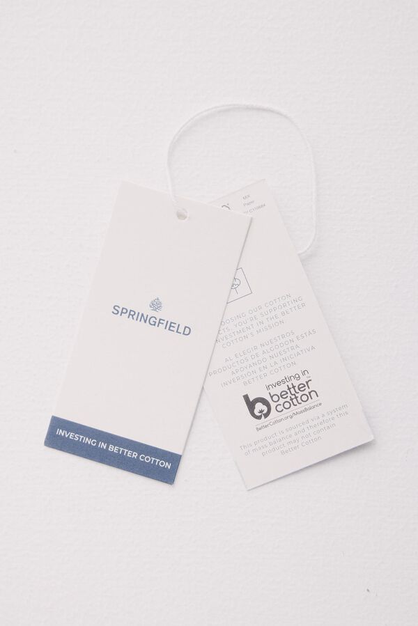 Springfield Camisa de linho estampada de manga curta bege