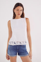 Springfield Camiseta com flores de renda branco