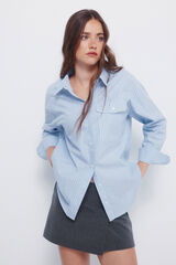 Springfield Camisa oversized bolsillo parche azul