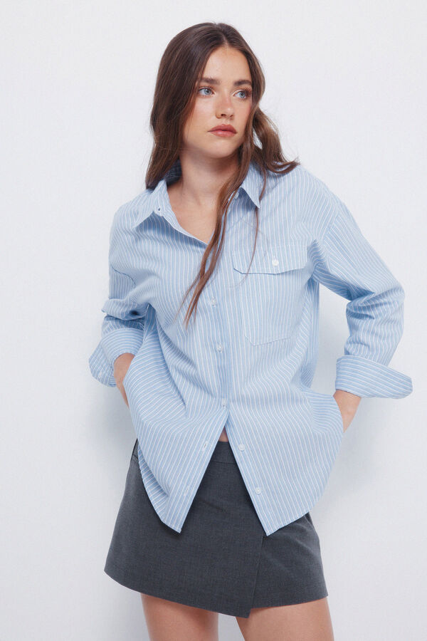 Springfield Camisa oversized bolsillo parche azul