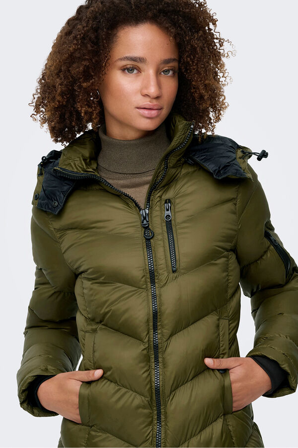 Only Abrigo acolchado impermeable verde