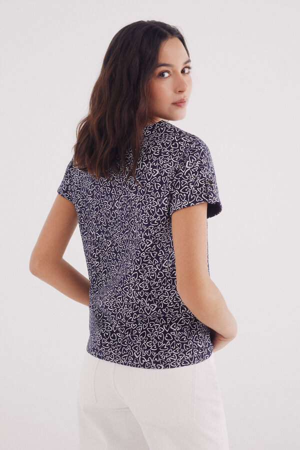 Springfield Camiseta manga vuelta trabilla estampada azul