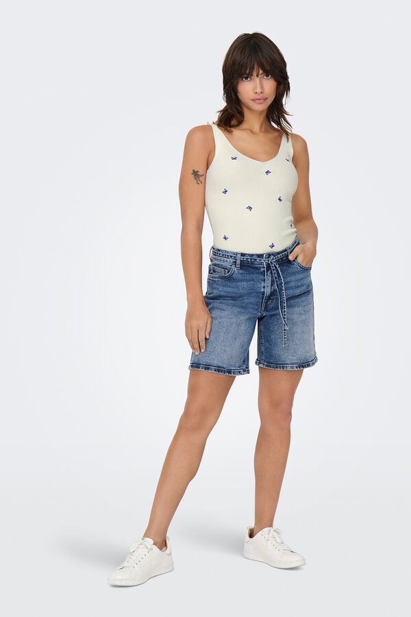 JDY malha de al&ccedil;as branco