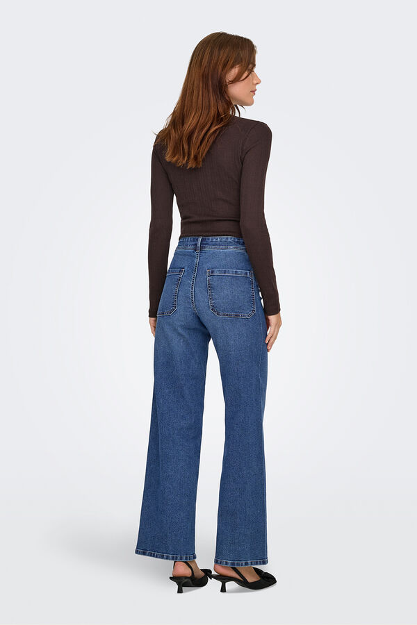 JDY Jeans wideleg tiro alto azul