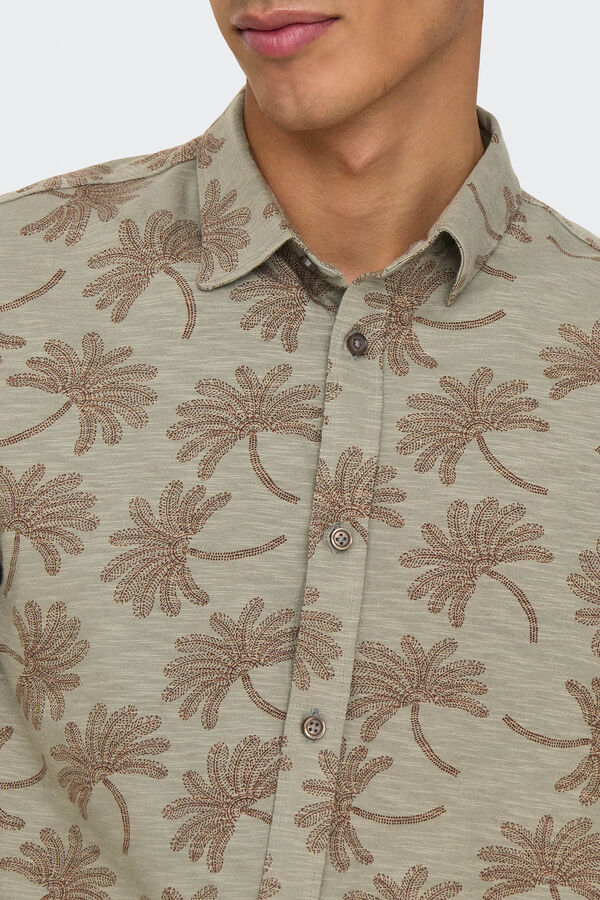 Only & Sons Camisa manga curta estampada cinzento