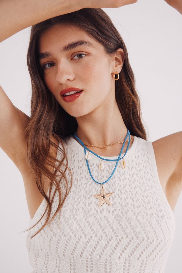 Springfield Vestido midi de malha Pointelle bege