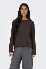 Only Top de pel&uacute;cia de manga manga castanho