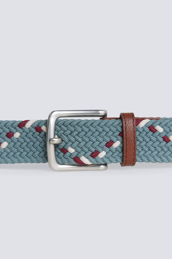 Springfield Cintur&oacute;n trenzado monocolor con zigzag en contraste turquesa