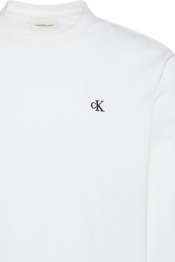 CK Jeans Camiseta de manga larga con logo blanco