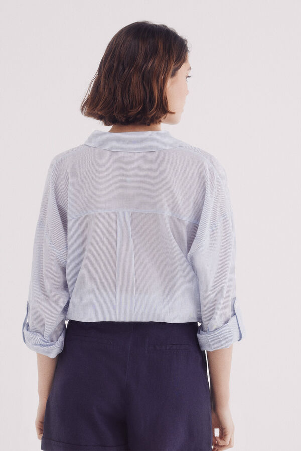 Springfield Shorts de linho com cinto tran&ccedil;ado azul